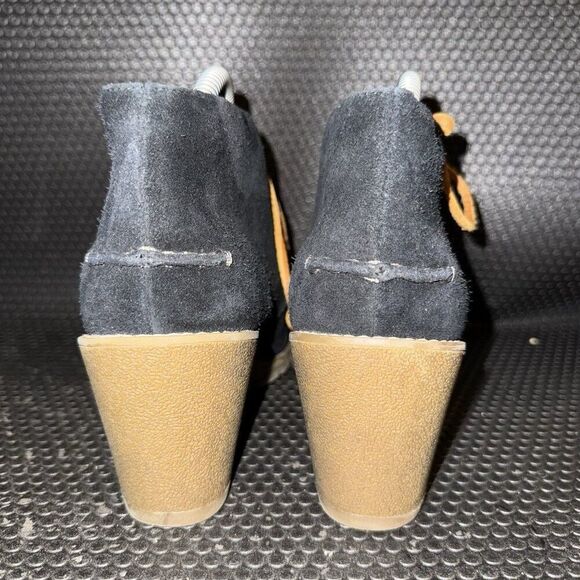 Sperry Top Sider Black Suede Laces Wedge Ankle Fashion Boots Women’s Size 8.5M - Picture 3 of 9